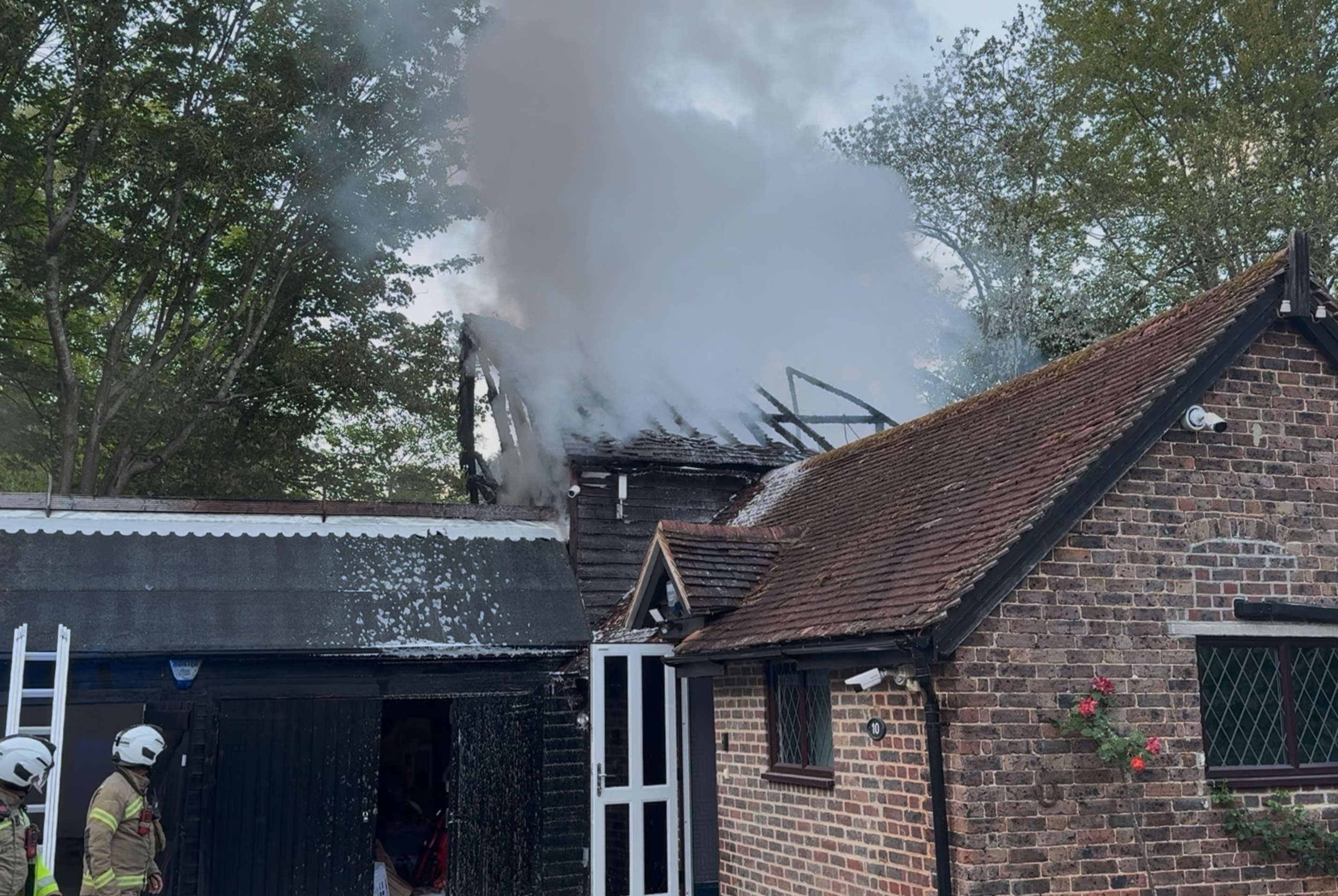 Smoke rising from the Hurt Records studio fire